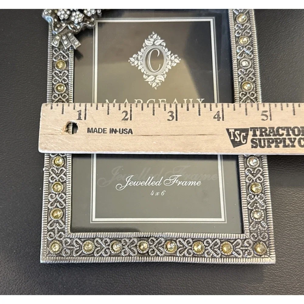 Margeaux Concepts Jeweled Floral Silver Tone Photo Frame Picture 4x6 NEW‎